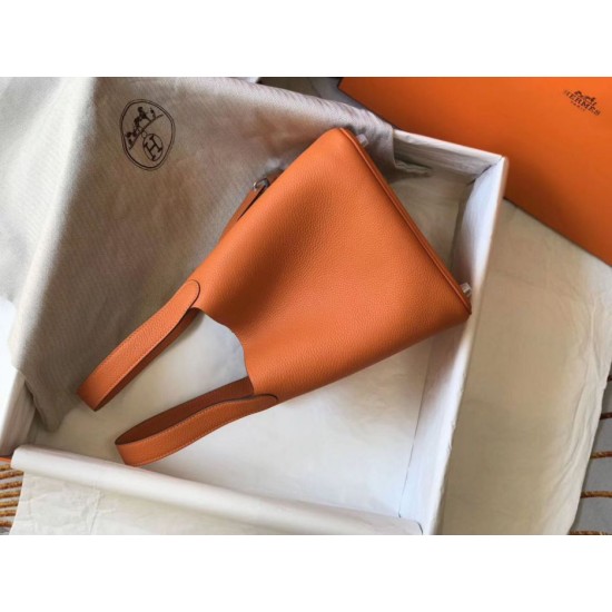 Premium Replica Hermes Picotin Lock 18/22 Tote Bag Orange Clemence At Cheap Price