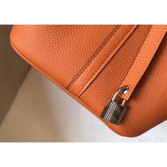 Premium Replica Hermes Picotin Lock 18/22 Tote Bag Orange Clemence At Cheap Price