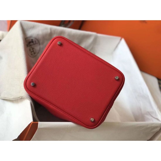 Premium Replica Hermes Picotin Lock 18/22 Tote Bag Red Clemence At Cheap Price