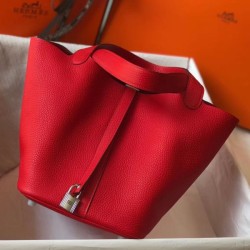 Premium Replica Hermes Picotin Lock 18/22 Tote Bag Red Clemence At Cheap Price