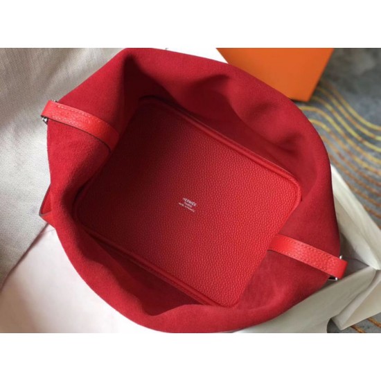 Premium Replica Hermes Picotin Lock 18/22 Tote Bag Red Clemence At Cheap Price