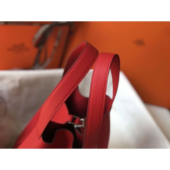 Premium Replica Hermes Picotin Lock 18/22 Tote Bag Red Clemence At Cheap Price