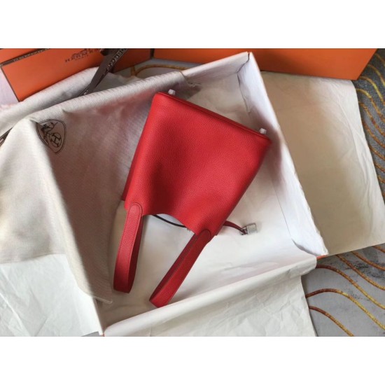 Premium Replica Hermes Picotin Lock 18/22 Tote Bag Red Clemence At Cheap Price