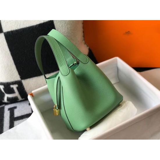 Premium Replica Hermes Picotin Lock 18/22 Tote Bag Green Clemence At Cheap Price
