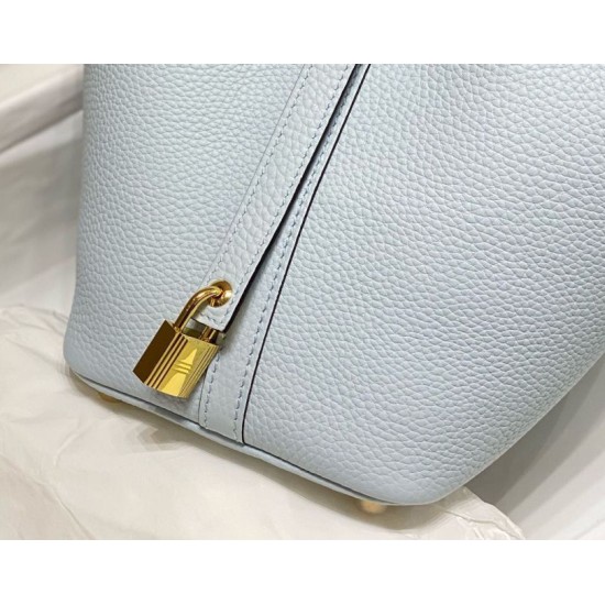 Premium Replica Hermes Tote Bag Picotin Lock 18/22 Clemence Blue At Cheap Price