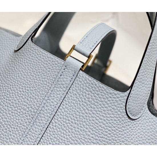 Premium Replica Hermes Tote Bag Picotin Lock 18/22 Clemence Blue At Cheap Price