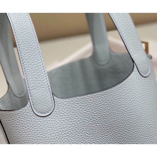 Premium Replica Hermes Tote Bag Picotin Lock 18/22 Clemence Blue At Cheap Price