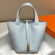 Premium Replica Hermes Tote Bag Picotin Lock 18/22 Clemence Blue At Cheap Price