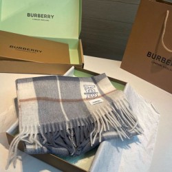 Top AAAAA Replica Burberry Check Classical Cashmere Scarf, Gray/Blue, 30 x 168 cm Clone Cheap
