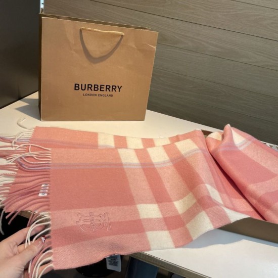 Top AAAAA Replica Burberry Check Classical Cashmere Scarf, Pink, 30 x 200 cm Clone Cheap