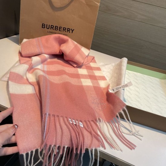 Top AAAAA Replica Burberry Check Classical Cashmere Scarf, Pink, 30 x 200 cm Clone Cheap