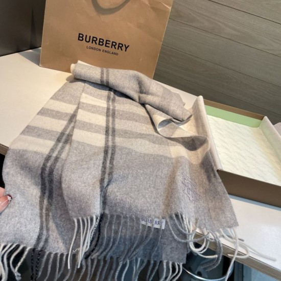 Top AAAAA Replica Burberry Check Classical Cashmere Scarf, Gray, 30 x 200 cm Clone Cheap