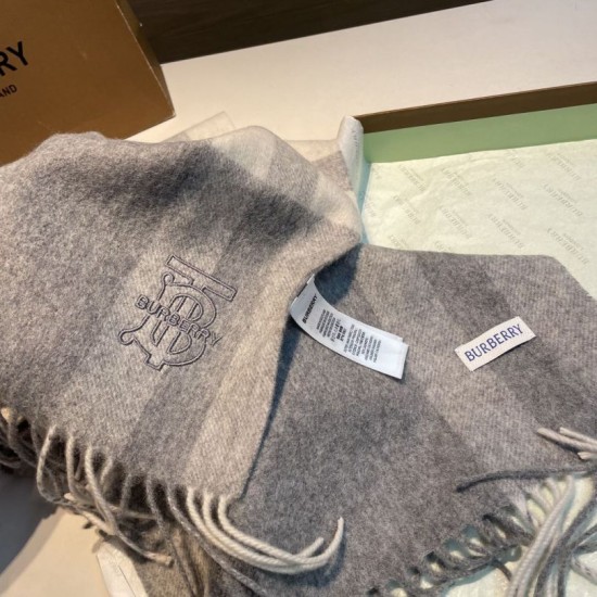 Top AAAAA Replica Burberry Check Classical Cashmere Scarf, Gray, 30 x 200 cm Clone Cheap