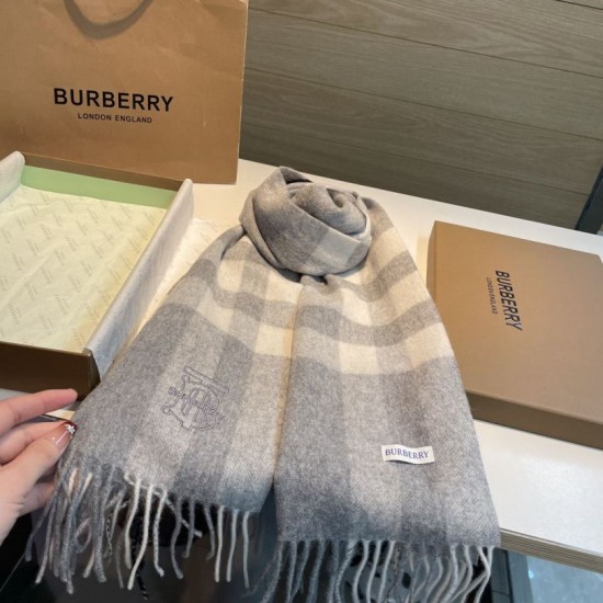 Top AAAAA Replica Burberry Check Classical Cashmere Scarf, Gray, 30 x 200 cm Clone Cheap