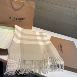 Top AAAAA Replica Burberry Check Classical Cashmere Scarf, Light Beige, 30 x 200 cm Clone Cheap