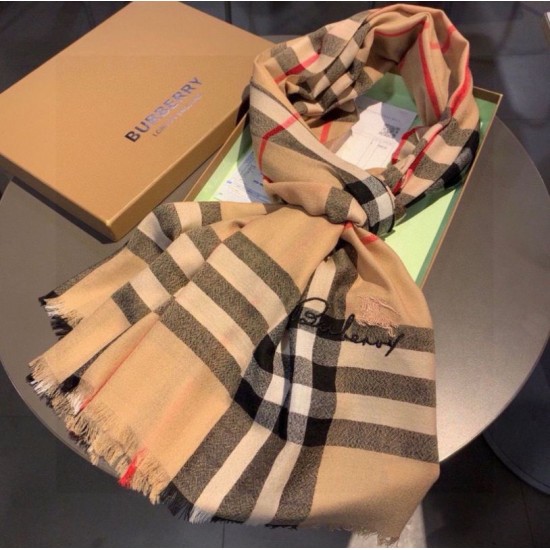 Top AAAAA Replica Burberry Check Cashmere Scarf, Beige with Frayed Edges, 70 x 200 cm Clone Cheap