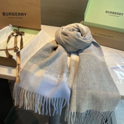 Top AAAAA Replica Burberry Check Cashmere Shawl with Blue Frayed Edges, 60 x 180 cm Clone Cheap