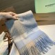 Top AAAAA Replica Burberry Check Cashmere Shawl with Blue Frayed Edges, 60 x 180 cm Clone Cheap