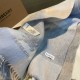 Top AAAAA Replica Burberry Check Cashmere Shawl with Blue Frayed Edges, 60 x 180 cm Clone Cheap