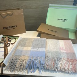 Top AAAAA Replica Burberry Check Cashmere Shawl with Pink Frayed Edges, 60 x 180 cm Clone Cheap