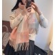 Top AAAAA Replica Burberry Check Cashmere Shawl with Pink Frayed Edges, 60 x 180 cm Clone Cheap