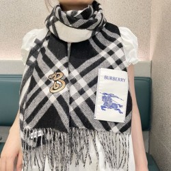 Top AAAAA Replica Burberry Check Cashmere Scarf Black/White 30 x 168 cm Clone Cheap