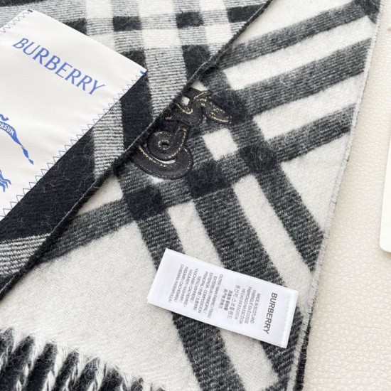 Top AAAAA Replica Burberry Check Cashmere Scarf Black/White 30 x 168 cm Clone Cheap