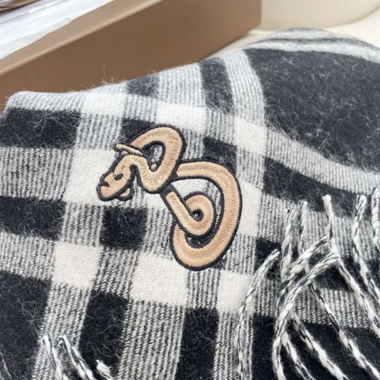 Top AAAAA Replica Burberry Check Cashmere Scarf Black/White 30 x 168 cm Clone Cheap