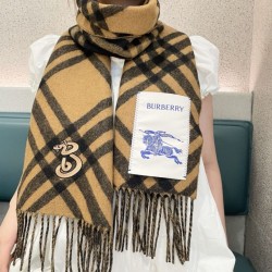 Top AAAAA Replica Burberry Check Cashmere Scarf with Tassel Hem, Black/Brown 30 x 168 cm Clone Cheap