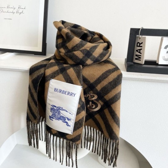 Top AAAAA Replica Burberry Check Cashmere Scarf with Tassel Hem, Black/Brown 30 x 168 cm Clone Cheap