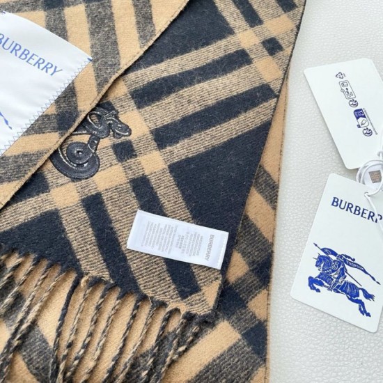 Top AAAAA Replica Burberry Check Cashmere Scarf with Tassel Hem, Black/Brown 30 x 168 cm Clone Cheap