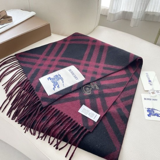Top AAAAA Replica Burberry Check Cashmere Scarf with Tassel Hem, Black/Red 30 x 168 cm Clone Cheap