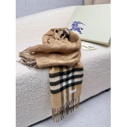 Top AAAAA Replica Burberry Reversible Cashmere Scarf with Check and B Shield, Archive Beige 30 x 168 cm Clone Cheap