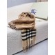 Top AAAAA Replica Burberry Reversible Cashmere Scarf with Check and B Shield, Archive Beige 30 x 168 cm Clone Cheap