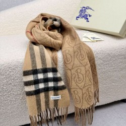 Top AAAAA Replica Burberry Reversible Cashmere Scarf with Check and B Shield, Archive Beige 30 x 168 cm Clone Cheap