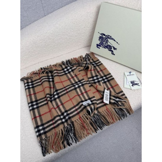 Top AAAAA Replica Burberry Classic Check Cashmere Scarf, Brown 30 x 155 cm Clone Cheap