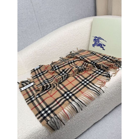 Top AAAAA Replica Burberry Classic Check Cashmere Scarf, Brown 30 x 155 cm Clone Cheap