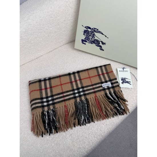 Top AAAAA Replica Burberry Classic Check Cashmere Scarf, Brown 30 x 155 cm Clone Cheap