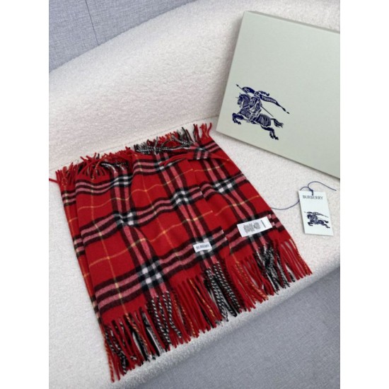 Top AAAAA Replica Burberry Classic Check Cashmere Scarf, Red 30 x 155 cm Clone Cheap