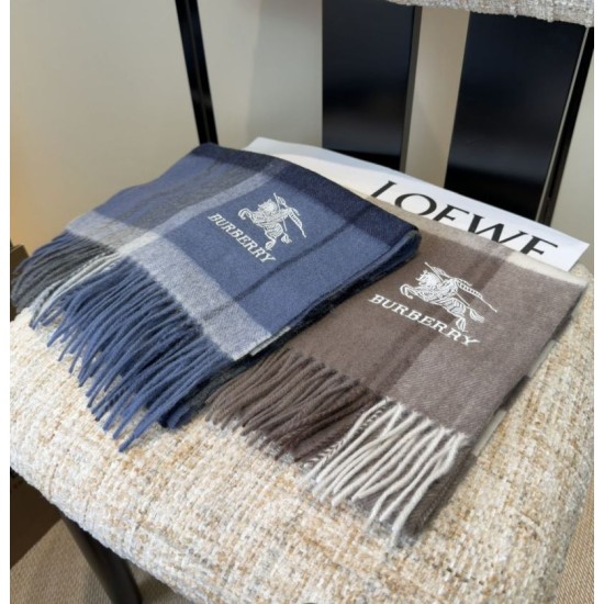 Top AAAAA Replica Burberry Classic Check Cashmere Scarf, Grey 30 x 180 cm Clone Cheap
