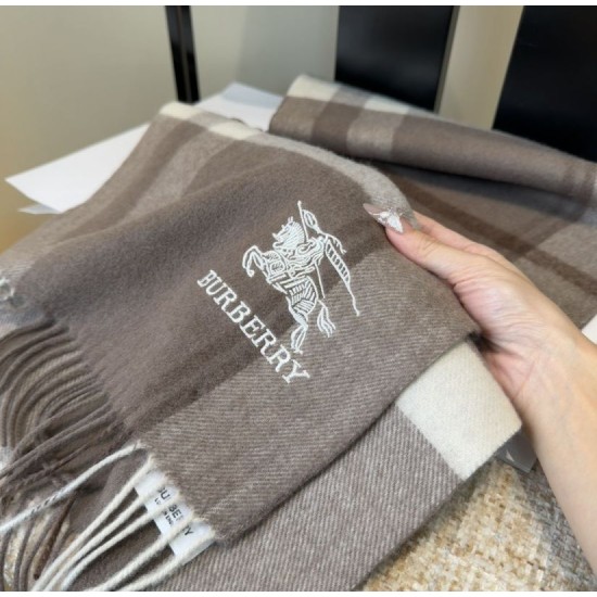 Top AAAAA Replica Burberry Classic Check Cashmere Scarf, Grey 30 x 180 cm Clone Cheap