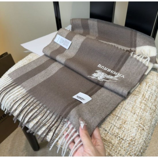 Top AAAAA Replica Burberry Classic Check Cashmere Scarf, Grey 30 x 180 cm Clone Cheap