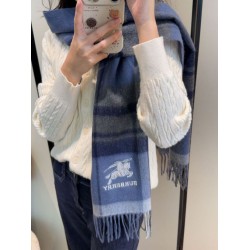 Top AAAAA Replica Burberry Classic Check Cashmere Scarf, Blue 30 x 180 cm Clone Cheap