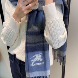 Top AAAAA Replica Burberry Classic Check Cashmere Scarf, Blue 30 x 180 cm Clone Cheap