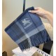 Top AAAAA Replica Burberry Classic Check Cashmere Scarf, Blue 30 x 180 cm Clone Cheap