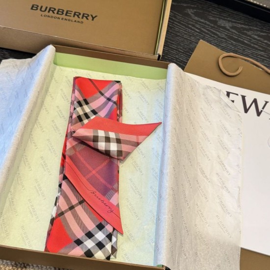 Top AAAAA Replica Burberry Vintage Check Silk Scarf, Red 8 x 180 cm Clone Cheap
