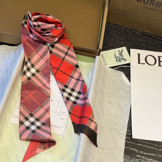 Top AAAAA Replica Burberry Vintage Check Silk Scarf, Red 8 x 180 cm Clone Cheap