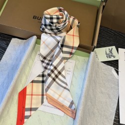 Top AAAAA Replica Burberry Vintage Check Silk Scarf, Beige 8 x 180 cm Clone Cheap
