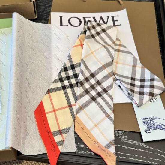 Top AAAAA Replica Burberry Vintage Check Silk Scarf, Beige 8 x 180 cm Clone Cheap