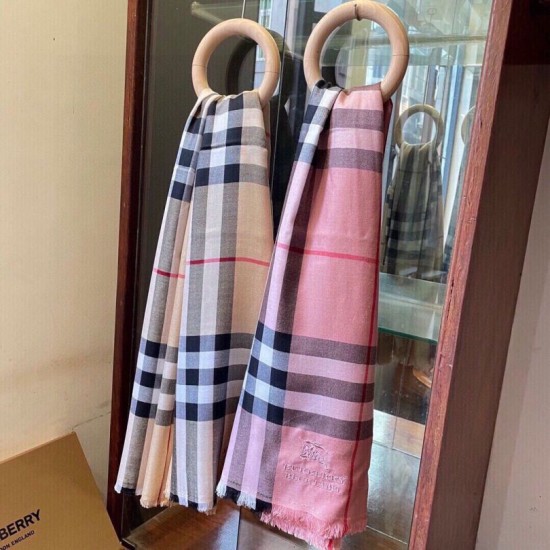 Top AAAAA Replica Burberry Classic Check Scarf Cashmere Pink 70 x 200 Clone Cheap